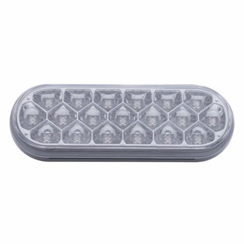 Stainless Top Mud Flap Plate With 3X 19 LED 6" Oval Lights & Grommets - Red LED/Clear Lens (Each)