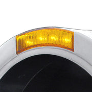 Stainless Steel Bullet Half Moon Headlight No Bulb With LED Turn Signal - Amber Lens