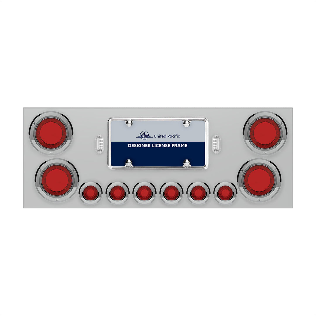 SS Rear Center Panel With Four 23 LED 4" Lights &amp; Six 9 LED 2" Mirage Lights &amp; Bezels - Red LED/Red Lens