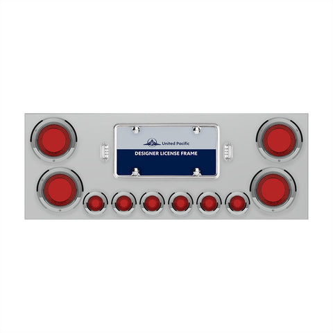 SS Rear Center Panel With Four 23 LED 4" Lights & Six 9 LED 2" Mirage Lights & Bezels - Red LED/Red Lens