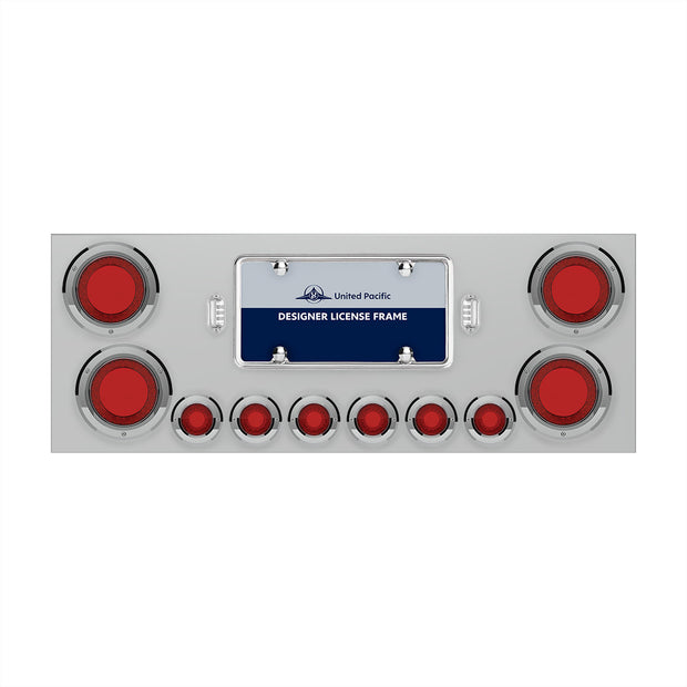 SS Rear Center Panel With Four 23 LED 4" Lights & Six 9 LED 2" Mirage Lights & Bezels - Red LED/Red Lens