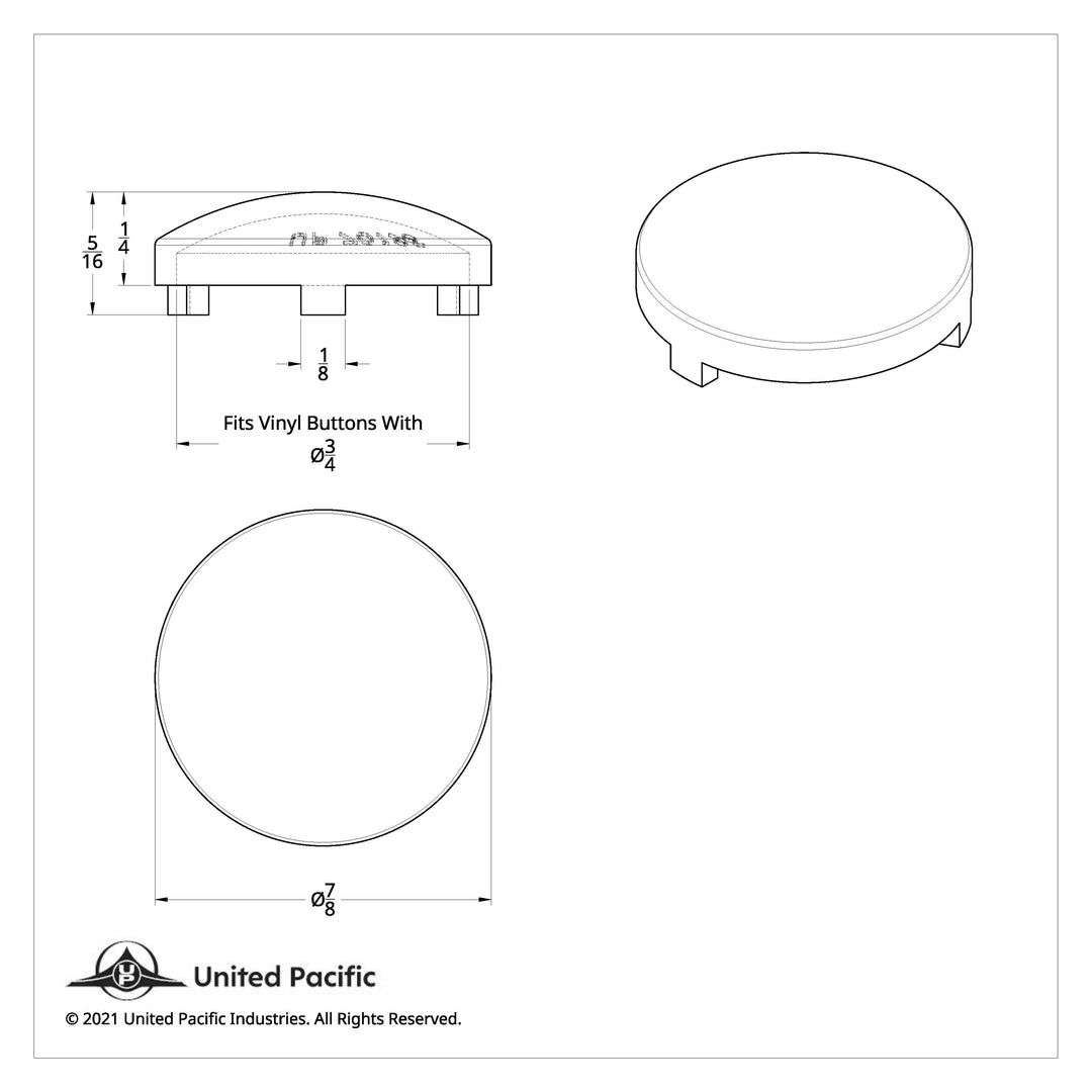 Chrome Plastic Covers For 3/4" Round Vinyl Button For Most Freightliner &amp; International (Card of 10)