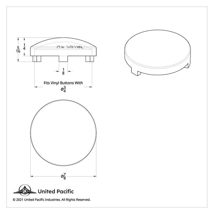 Chrome Plastic Covers For 3/4" Round Vinyl Button For Most Freightliner &amp; International (Card of 10)