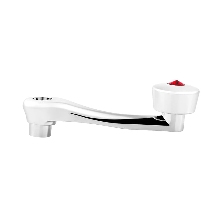 Chrome Die-Cast Window Crank With 16-Spline 7/16” OD Adapter - Red Crystal