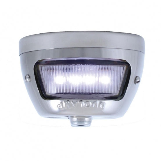 Chrome Vertical Side Mount License Bracket For Motorcycle With 1928 "LED DUO Lamp" Tail Light