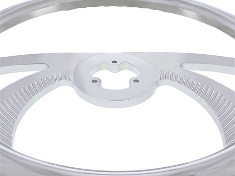 18" Chrome Aluminum "Scorpion" Style Steering Wheel With Wood Rim