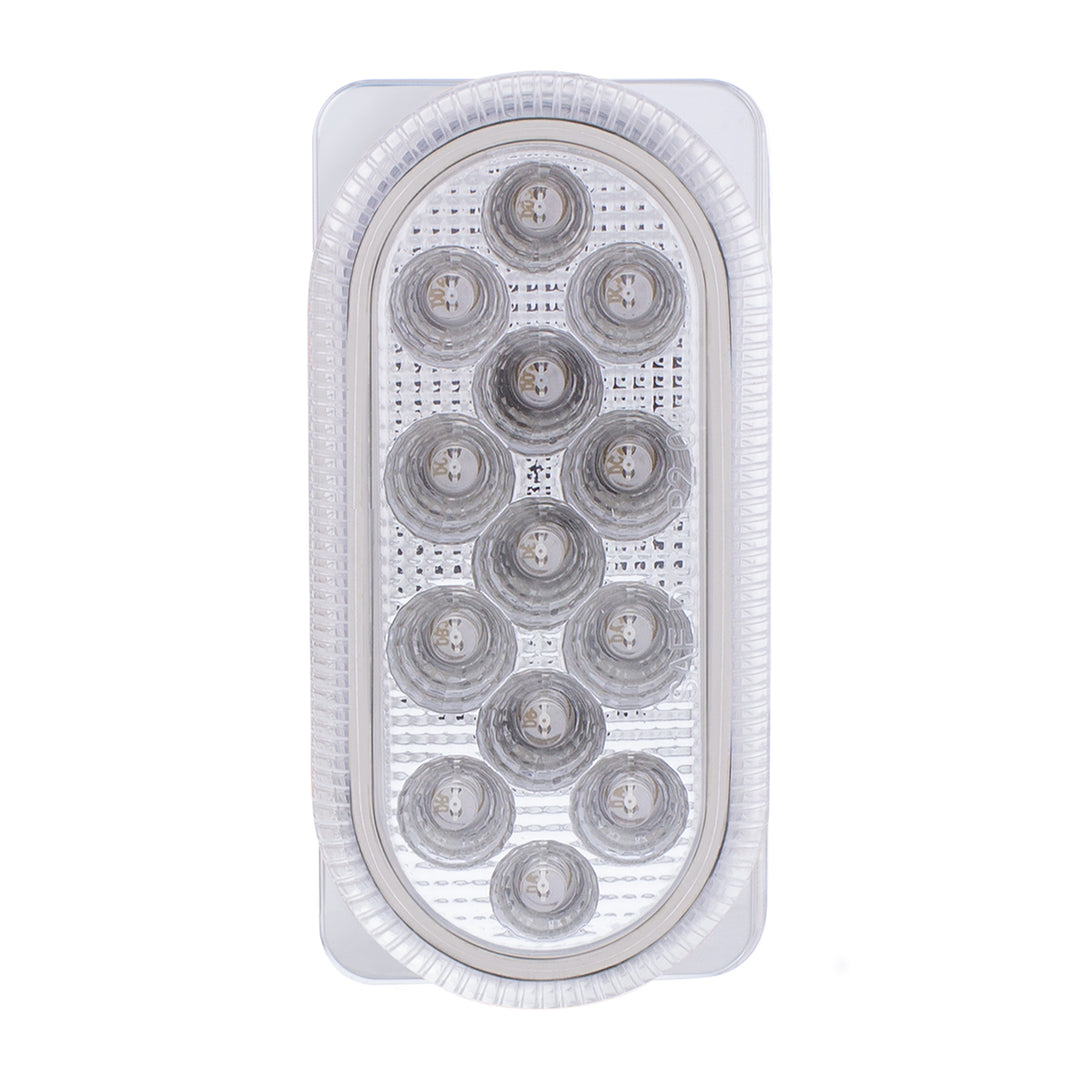 26 LED Dual Function Reflector Double Face Oval Light With SS Bracket - Amber &amp; Red LED/Clear Lens