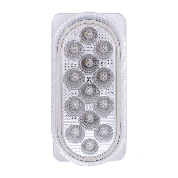26 LED Dual Function Reflector Double Face Oval Light With SS Bracket - Amber & Red LED/Clear Lens