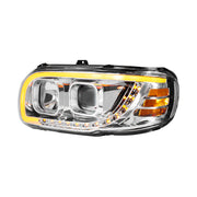 Chrome Projection Headlight With LED Turn Signal & Light Bar For 2008-2024 Peterbilt 389-Driver