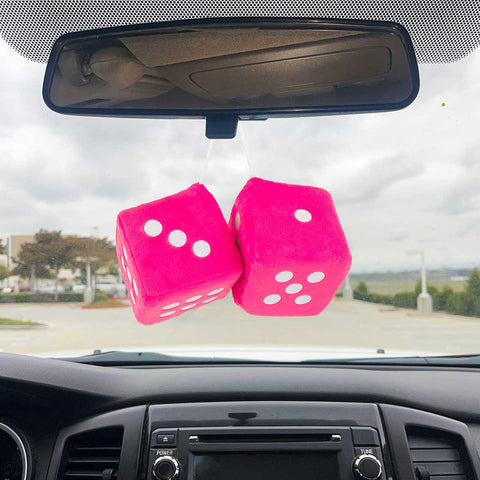 3" X 3" Classic Fuzzy Dice, Pink (Pair)