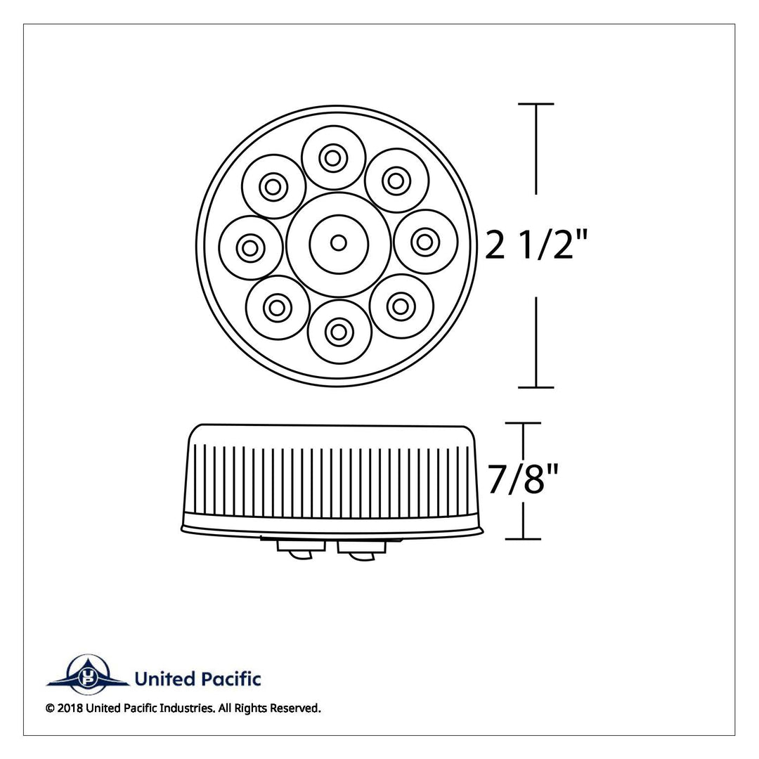 9 LED 2-1/2" Round Pure Reflector Light Kit (Clearance/Marker) - Red LED/Red Lens