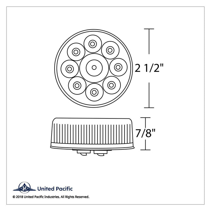 9 LED 2-1/2" Round Pure Reflector Light Kit (Clearance/Marker) - Red LED/Red Lens