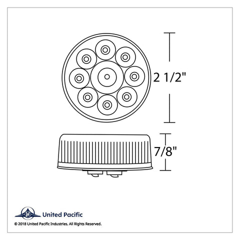 9 LED 2-1/2" Round Pure Reflector Light Kit (Clearance/Marker) - Red LED/Red Lens