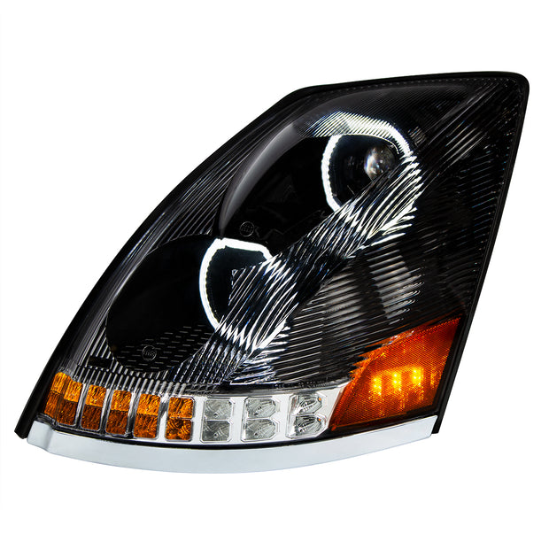 Black 10 LED Headlight For 2003-2017 Volvo VN/VNL - Driver Side