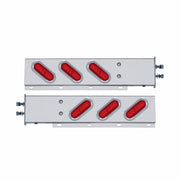 2-1/2" Bolt Pattern SS Spring Loaded Bar With 6X 22 Red LED 6" Oval GloLight & Visor -Red Lens (Pair)