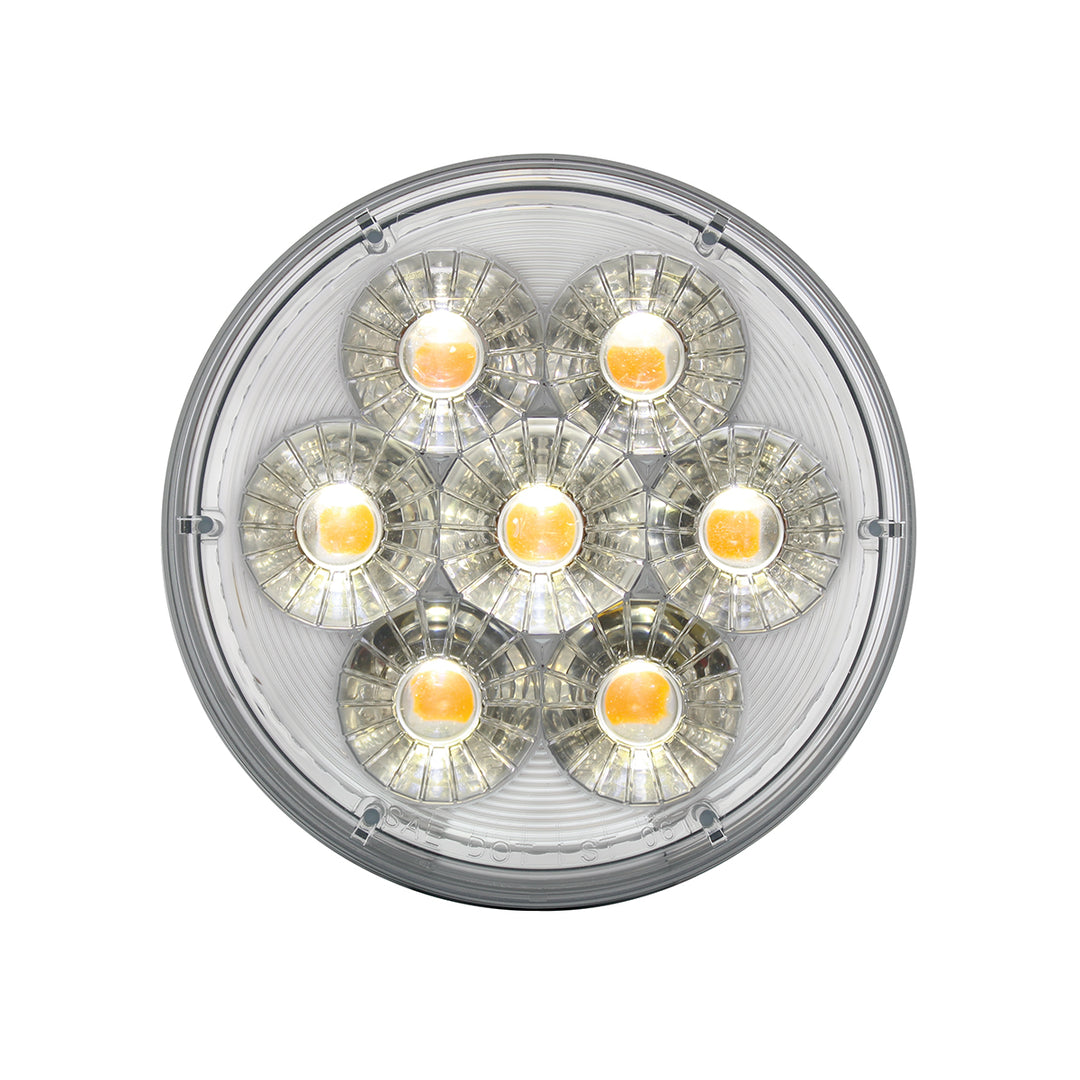 14 LED 4" Round Double Fury Light (Turn Signal) - Amber &amp; White LED/Clear Lens