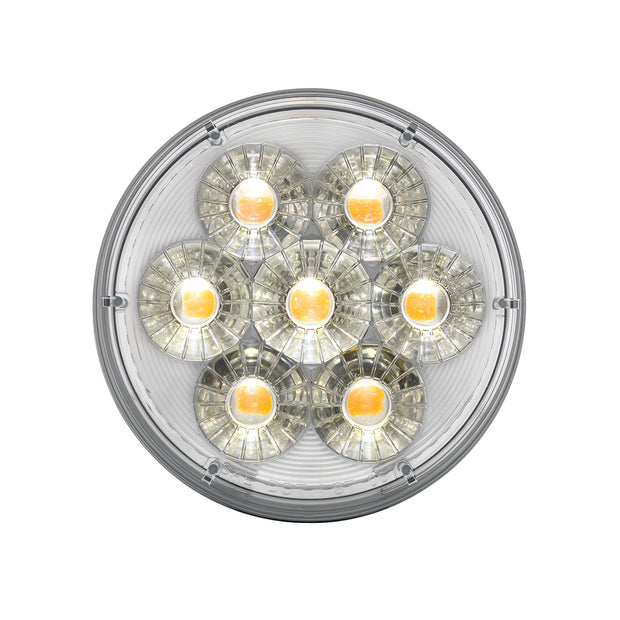 14 LED 4" Round Double Fury Light (Turn Signal) - Amber & White LED/Clear Lens