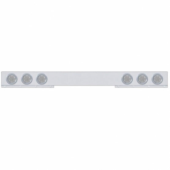 Stainless 1 Piece Rear Light Bar With 6X 7 LED 4" Reflector Lights &amp; Bezels - Red LED/Clear Lens