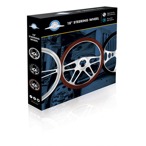 18" Chrome Aluminum "4-Spoke" Style Steering Wheel