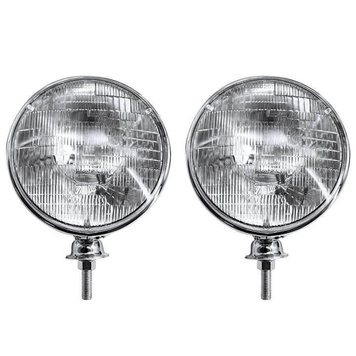 7" Chrome Dietz Style Headlight With 12 Volt 6014 Sealed Beam Bulb