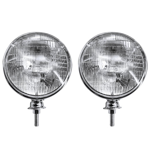 7" Chrome Dietz Style Headlight With 12 Volt 6014 Sealed Beam Bulb