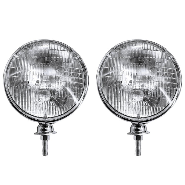 7" Chrome Dietz Style Headlight With 12 Volt 6014 Sealed Beam Bulb