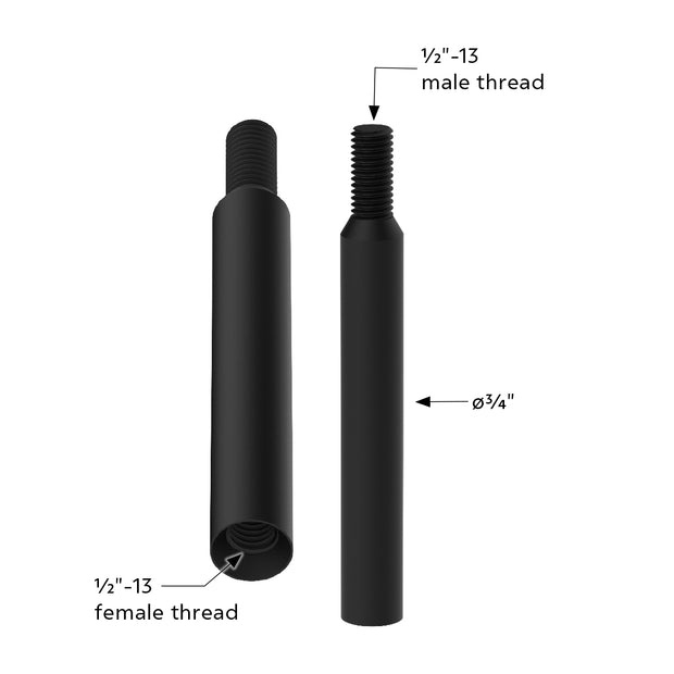 6" Shifter Shaft Extension - Matte Black