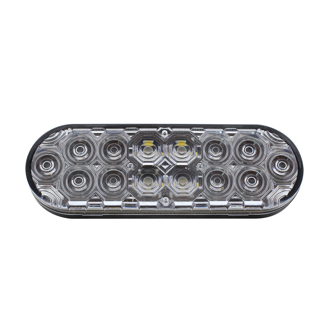 6" Oval Combo Light With 14 LED Stop, Turn &amp; Tail &amp; 16 LED Back-Up - Red LED/Clear Lens