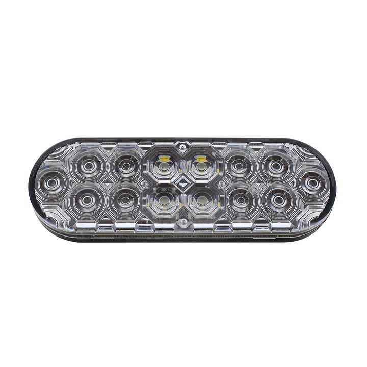 6" Oval Combo Light With 14 LED Stop, Turn &amp; Tail &amp; 16 LED Back-Up - Red LED/Clear Lens