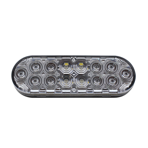 6" Oval Combo Light With 14 LED Stop, Turn & Tail & 16 LED Back-Up - Red LED/Clear Lens