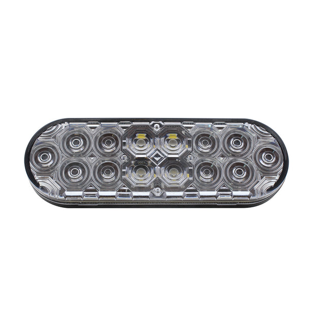 6" Oval Combo Light With 14 LED Stop, Turn & Tail & 16 LED Back-Up - Red LED/Clear Lens