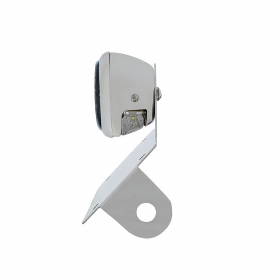 Chrome Horizontal Side Mount License Bracket For Motorcycle With 1933-36 Ford Style LED Tail Light