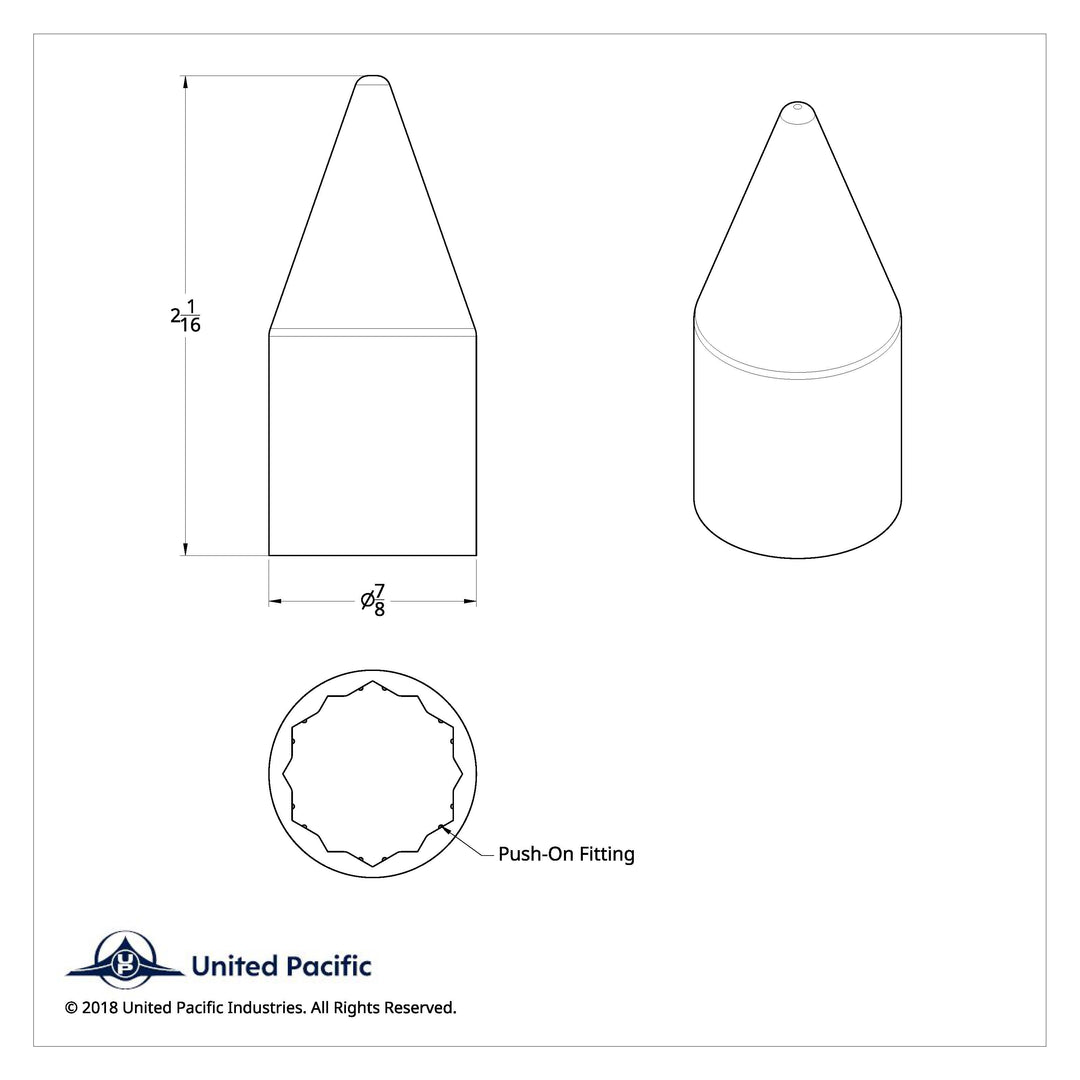 11/16" x 2-1/16" Chrome Plastic Spike Nut Covers - Push-On (10-Pack)
