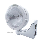 Stainless Steel Bullet Classic Headlight H6024 Bulb & LED Turn Signal - Clear Lens