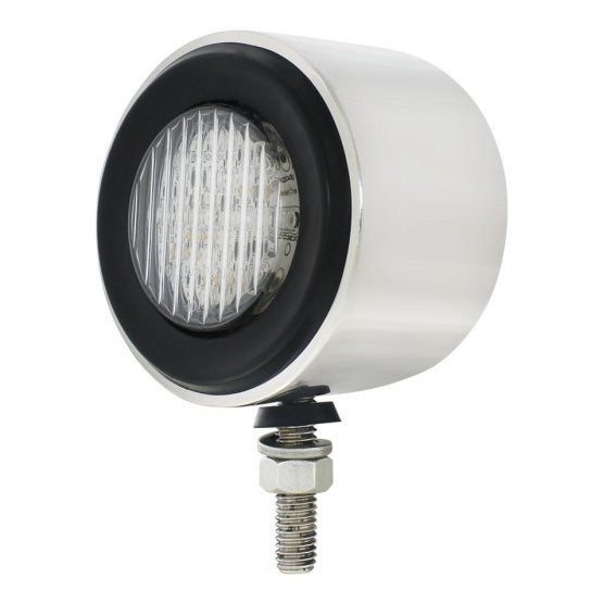 Stainless 2-1/2" Double Face Light With LED Lights &amp; Grommets - Amber &amp; Red LED/Clear Lens