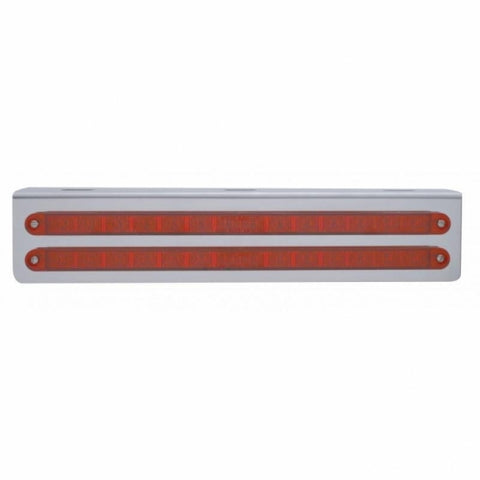 12-3/4" Stainless Light Bracket With 2X 14 LED 12" Light Bars - Red LED/Red Lens