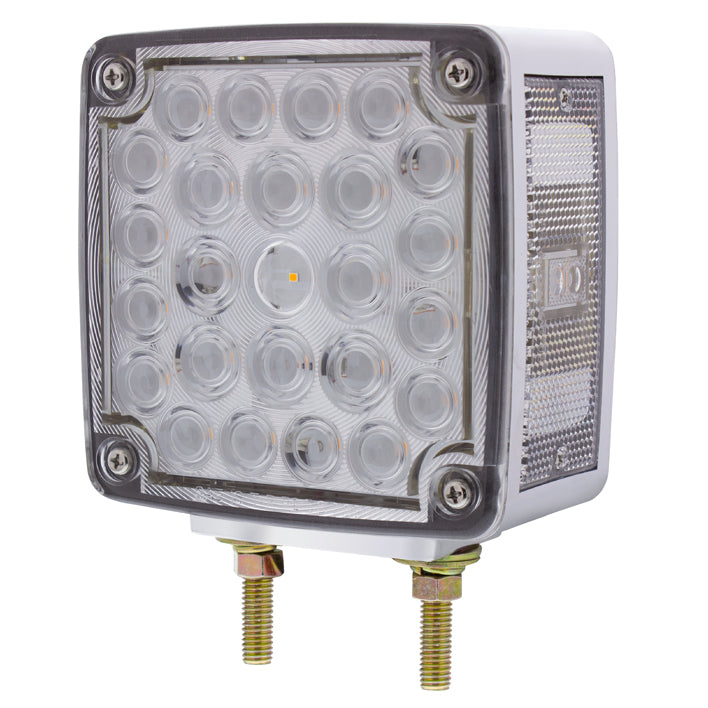 52 LED Double Stud Double Face Turn Signal Light (Driver) - Amber &amp; Red LED/Clear Lens