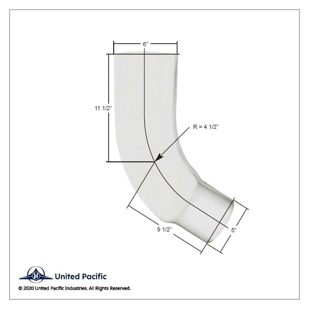 Chrome 58 Degree Angled Exhaust Elbow For Peterbilt 379 - 6" OD To 5" OD