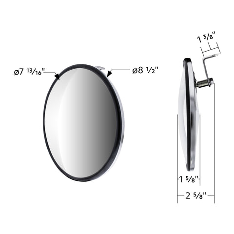 8-1/2" Chrome 320R Convex Mirror - Offset Mounting Stud