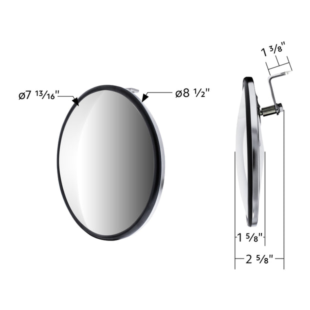 8-1/2" Chrome 320R Convex Mirror - Offset Mounting Stud