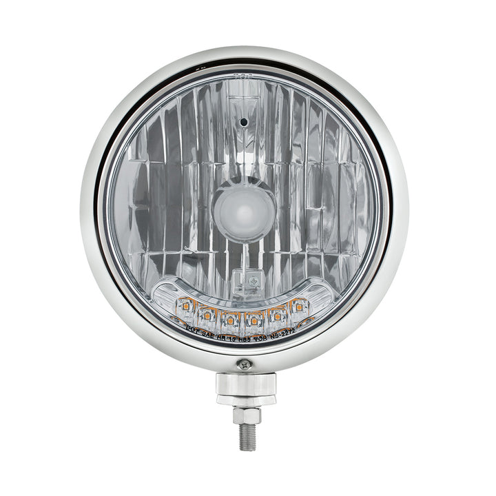 Chrome Guide 682-C Style Headlight H4 Bulb With 6 Amber LED