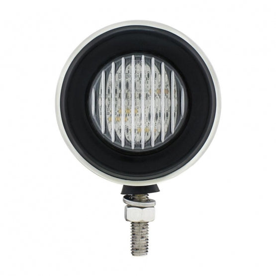 Stainless 2-1/2" Double Face Light With LED Lights &amp; Grommets - Amber &amp; Red LED/Clear Lens