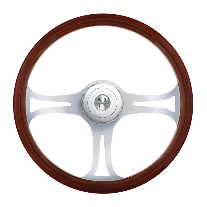 18" Chrome Blade Steering Wheel With Hub &amp; Horn Button Kit For Peterbilt (1998-2005) &amp; Kenworth (2001-2002)