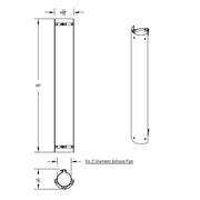 48" Tall 180 Degree Stainless Exhaust Muffler Shield For 5" Diameter Exhaust - Plain