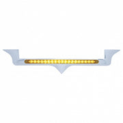 Chrome Hood Emblem Trim With 19 LED Reflector Light Bar For Kenworth - Amber LED/Amber Lens