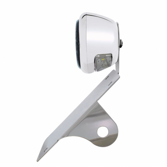 Chrome Vertical Side Mount License Bracket For Motorcycle With 1933-36 Ford Style LED Tail Light