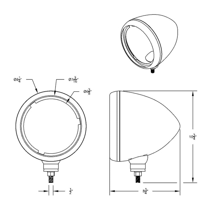 Stainless Steel Guide 682-C Headlight Housing