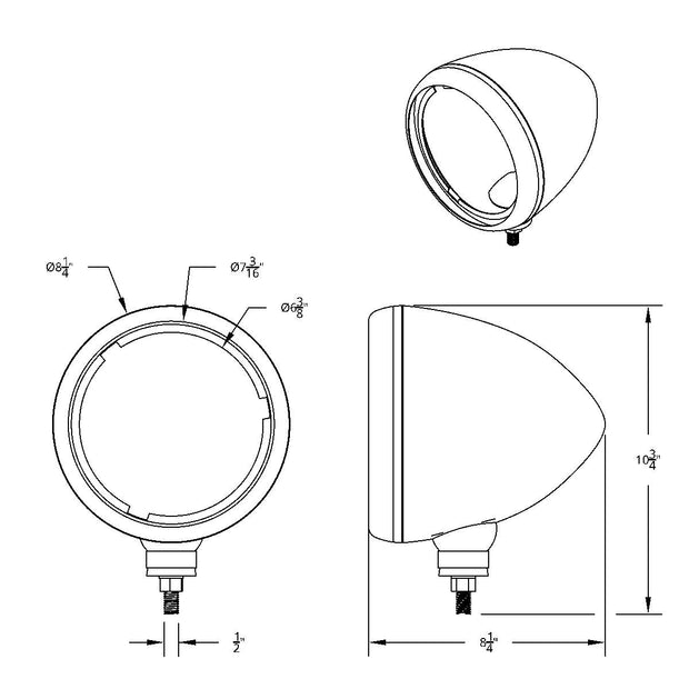 Stainless Steel Guide 682-C Headlight Housing