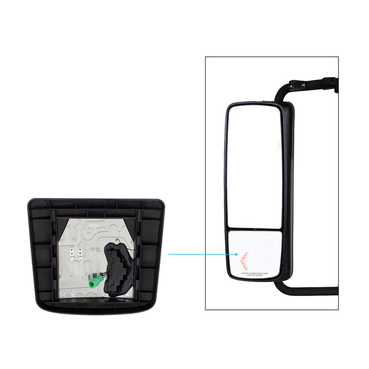Heated Auxiliary Convex Mirror With LED Turn Signal For 2012-2017 Volvo VNL - Passenger