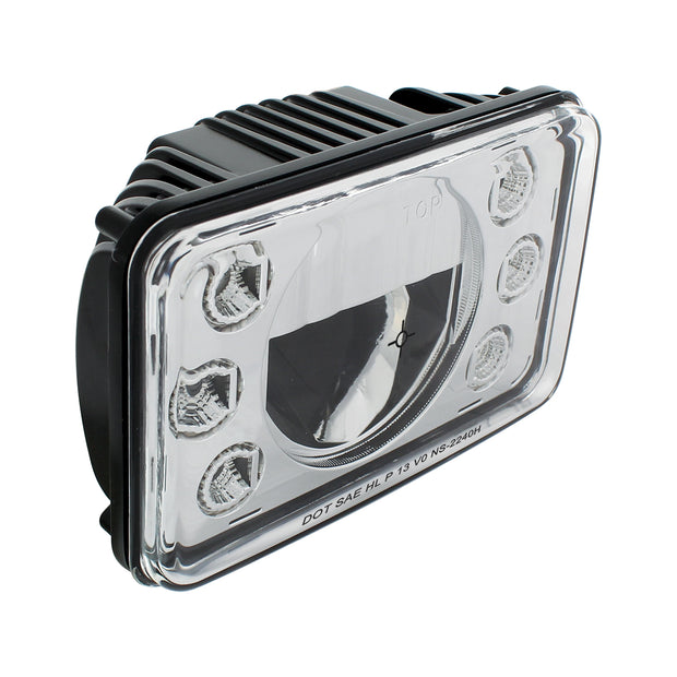 ULTRALIT - 4" X 6" LED Headlight With Dual Function 6 Amber LED Position Lights - High Beam